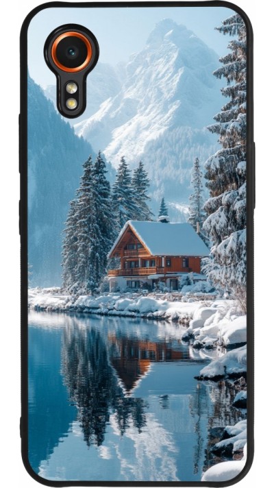 Coque Samsung Galaxy XCover 7 - Silicone rigide noir Winter 25 Winter house forest day
