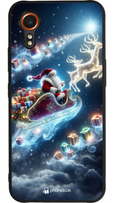 Coque Samsung Galaxy XCover 7 - Silicone rigide noir Noël 2023 Père Noël enchanté