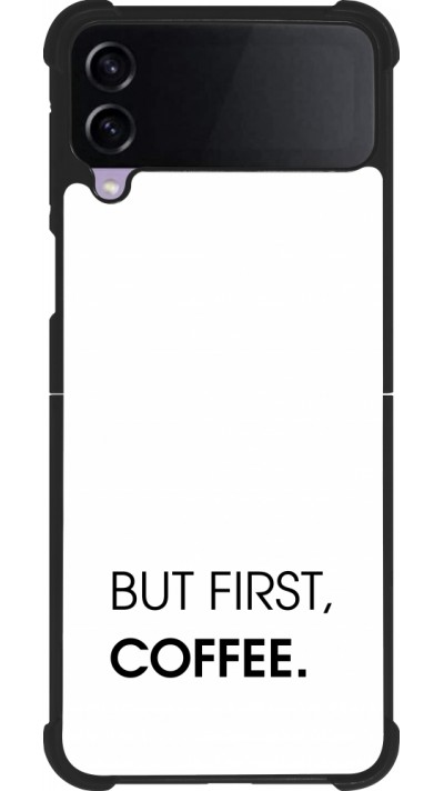 Coque Samsung Galaxy Z Flip3 5G - Silicone rigide noir But first Coffee