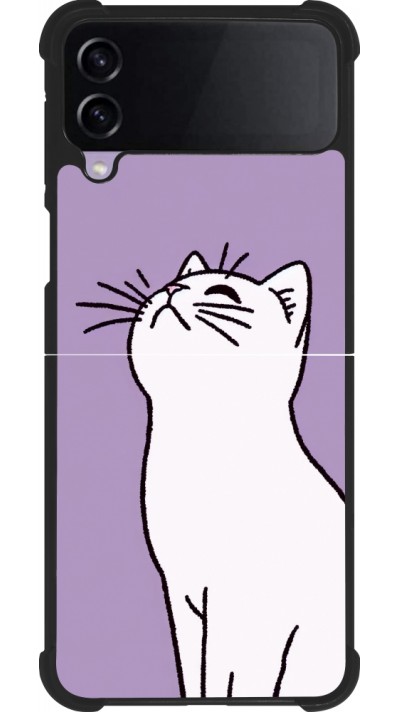 Samsung Galaxy Z Flip3 5G Case Hülle - Silikon schwarz Chat auf lila Hintergrund