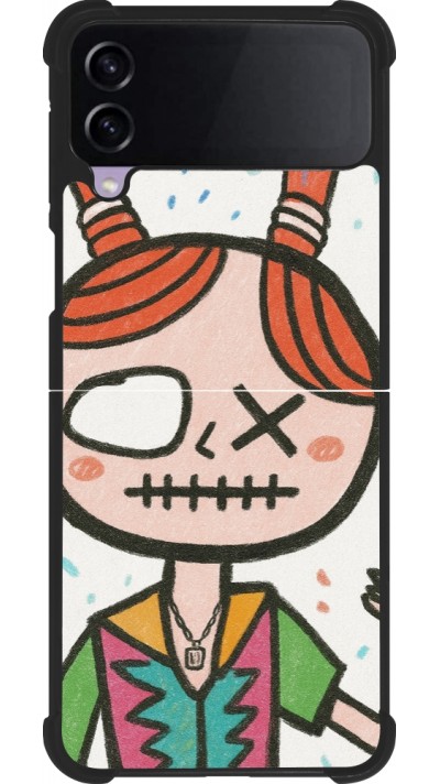 Samsung Galaxy Z Flip3 5G Case Hülle - Silikon schwarz Little Girl Sketch