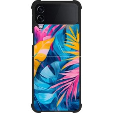 Coque Samsung Galaxy Z Flip3 5G - Silicone rigide noir Palms Blue