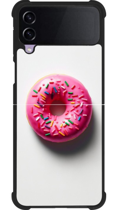 Samsung Galaxy Z Flip3 5G Case Hülle - Silikon schwarz Weisser Hintergrund, pinker Donut