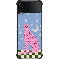 Coque Samsung Galaxy Z Flip3 5G - Silicone rigide noir Pink leopard with stars 2026