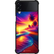 Samsung Galaxy Z Flip3 5G Case Hülle - Silikon schwarz Strand Sonnenuntergang auffällig