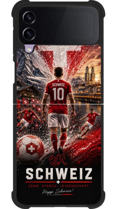 Samsung Galaxy Z Flip3 5G Case Hülle - Silikon schwarz Fussball Schweiz splash 2026