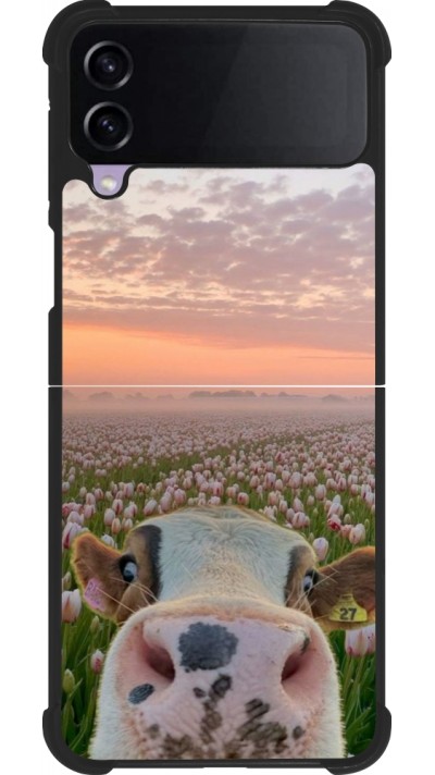 Samsung Galaxy Z Flip3 5G Case Hülle - Silikon schwarz Cow with tulips Spring 2026