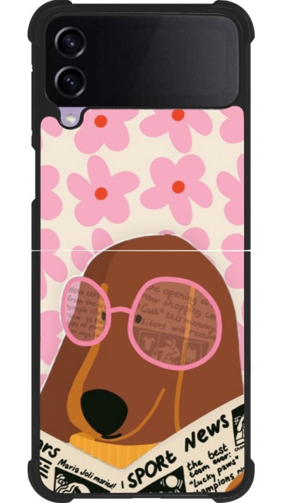Samsung Galaxy Z Flip3 5G Case Hülle - Silikon schwarz Dog with newspaper Spring 2026