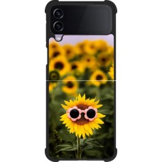 Coque Samsung Galaxy Z Flip3 5G - Silicone rigide noir Sunflower with glasses Spring 2026