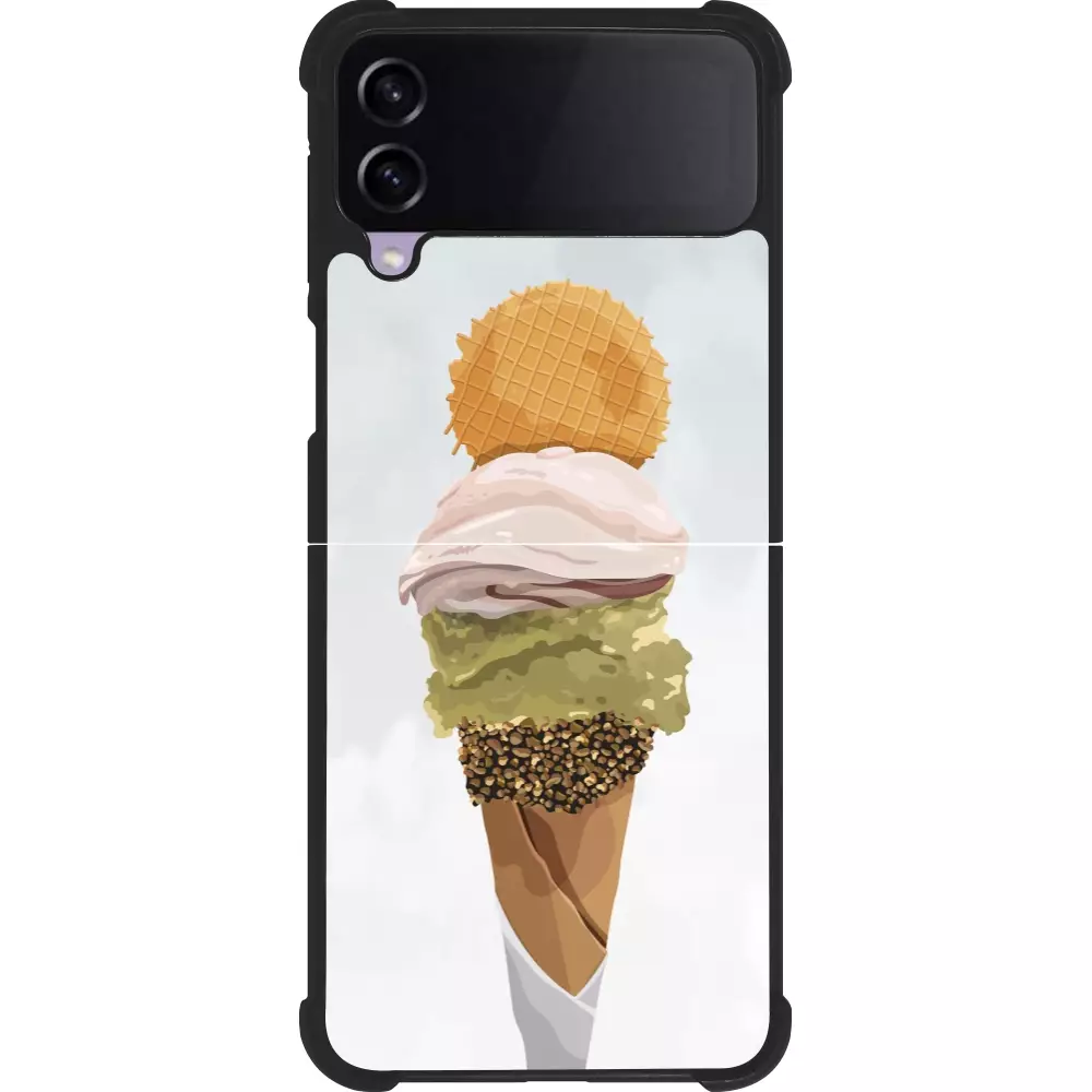 Coque Samsung Galaxy Z Flip3 5G - Silicone rigide noir Summer 2025 Cornet