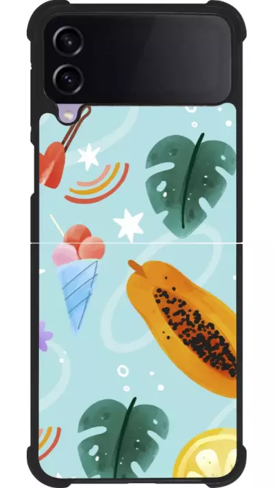 Coque Samsung Galaxy Z Flip3 5G - Silicone rigide noir Summer 2025 Pattern papaya