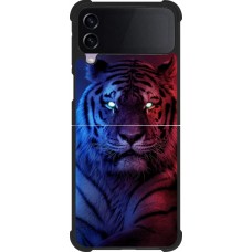 Coque Samsung Galaxy Z Flip3 5G - Silicone rigide noir Tiger Blue Red