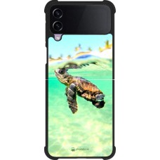 Coque Samsung Galaxy Z Flip3 5G - Silicone rigide noir Turtle Underwater