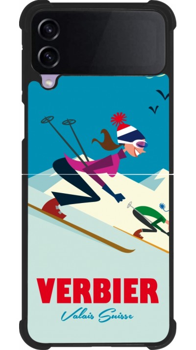 Samsung Galaxy Z Flip3 5G Case Hülle - Silikon schwarz Verbier Ski Downhill