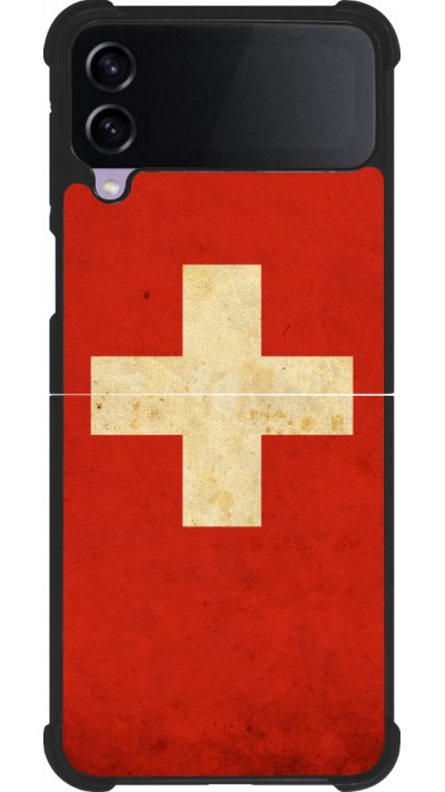 Samsung Galaxy Z Flip3 5G Case Hülle - Silikon schwarz Vintage Flag SWISS