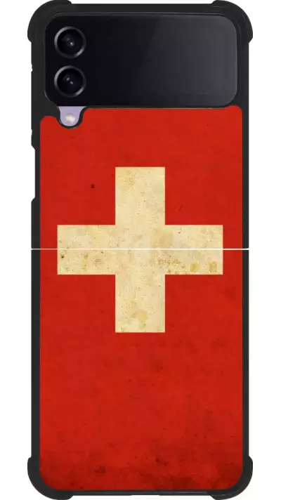 Coque Samsung Galaxy Z Flip3 5G - Silicone rigide noir Vintage Flag SWISS