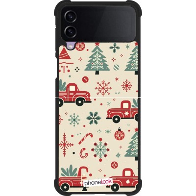 Samsung Galaxy Z Flip3 5G Case Hülle - Silikon schwarz Weihnachten 2024 Lkw Tanne