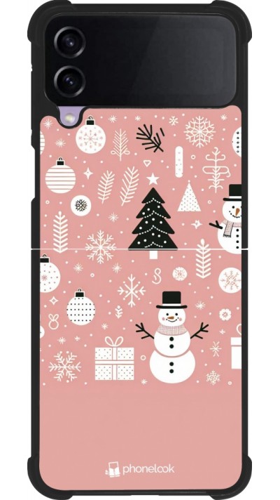 Samsung Galaxy Z Flip3 5G Case Hülle - Silikon schwarz Weihnachten 2024 Rose Schneemann Weihnachten