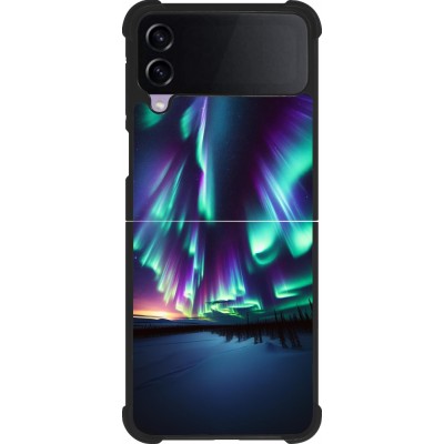 Samsung Galaxy Z Flip4 Case Hülle - Silikon schwarz Funkelndes Nordlicht