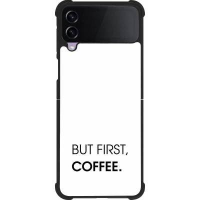 Samsung Galaxy Z Flip4 Case Hülle - Silikon schwarz But first Coffee
