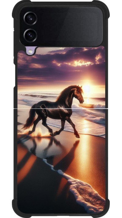 Samsung Galaxy Z Flip4 Case Hülle - Silikon schwarz Pferd majestätisch Strand