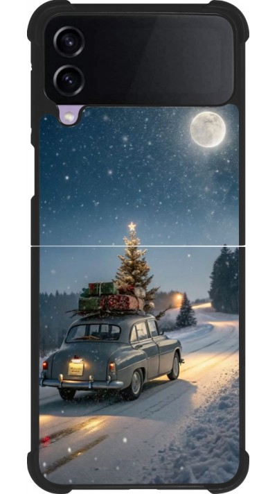 Samsung Galaxy Z Flip4 Case Hülle - Silikon schwarz Christmas 25 Car with Tree Xmas