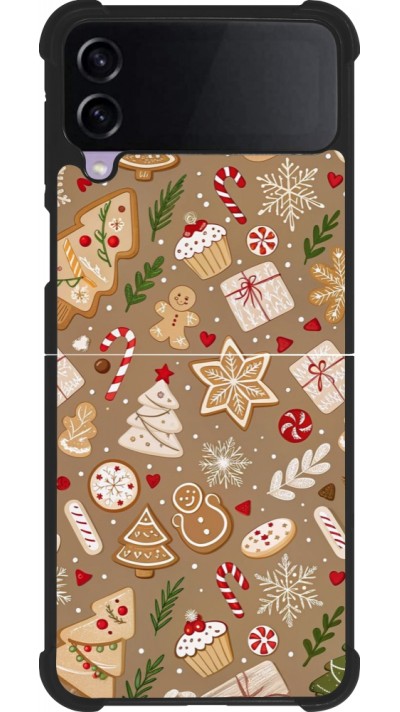 Samsung Galaxy Z Flip4 Case Hülle - Silikon schwarz Christmas 25 Pattern Ginger Cookie
