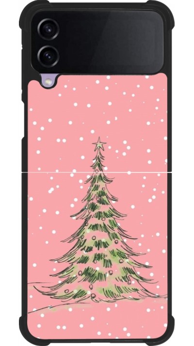 Samsung Galaxy Z Flip4 Case Hülle - Silikon schwarz Christmas 25 Pink Tree