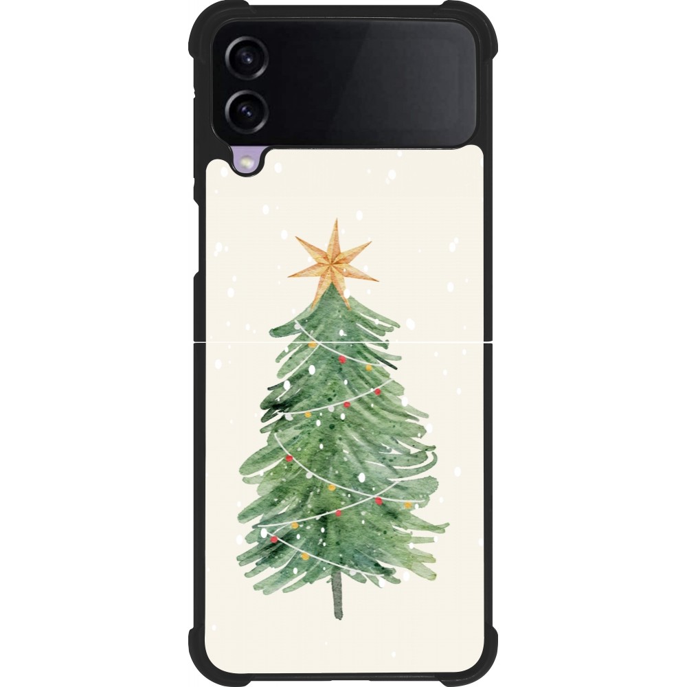 Samsung Galaxy Z Flip4 Case Hülle - Silikon schwarz Christmas 25 Sketch Tree