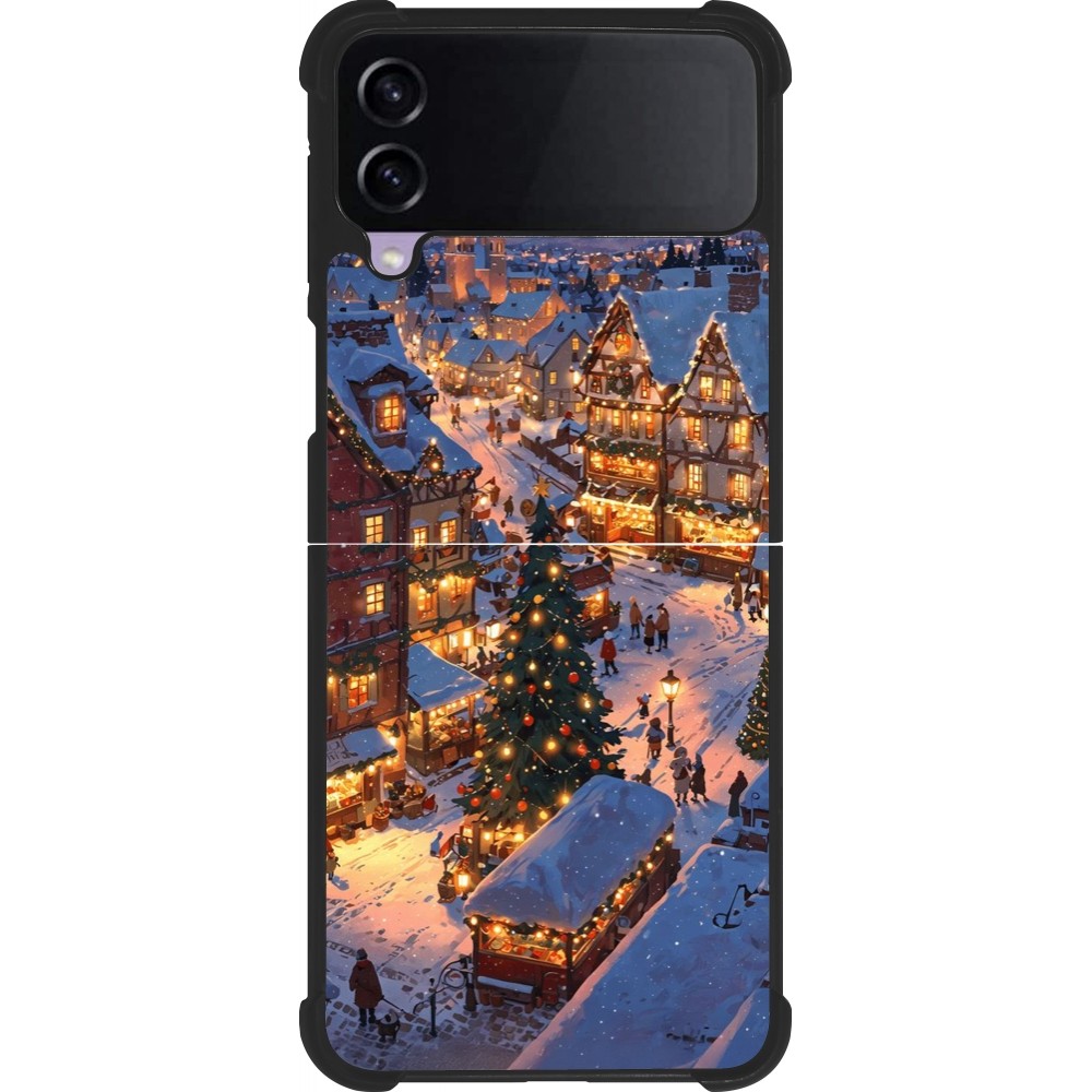 Samsung Galaxy Z Flip4 Case Hülle - Silikon schwarz Christmas 25 Xmas Village