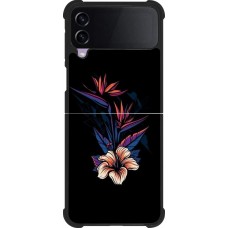 Samsung Galaxy Z Flip4 Case Hülle - Silikon schwarz Dark Flowers