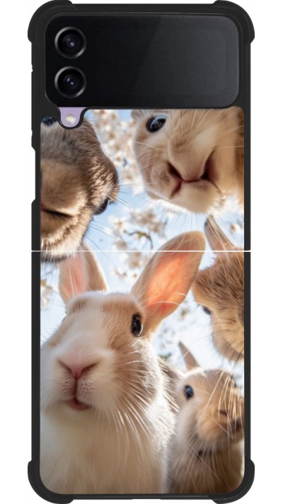 Samsung Galaxy Z Flip4 Case Hülle - Silikon schwarz Easter 2026 Rabbits