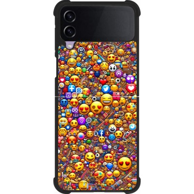 Samsung Galaxy Z Flip4 Case Hülle - Silikon schwarz Emoji gemischt