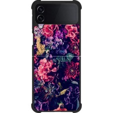 Samsung Galaxy Z Flip4 Case Hülle - Silikon schwarz Flowers Dark