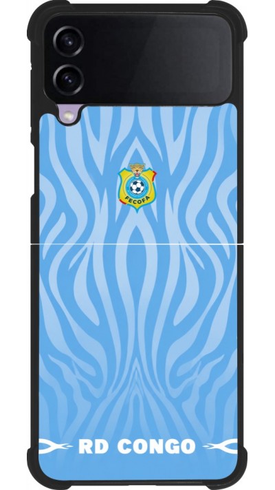 Samsung Galaxy Z Flip4 Case Hülle - Silikon schwarz Demokratische Republik Kongo 2026 personalisierbares Fussballtrikot