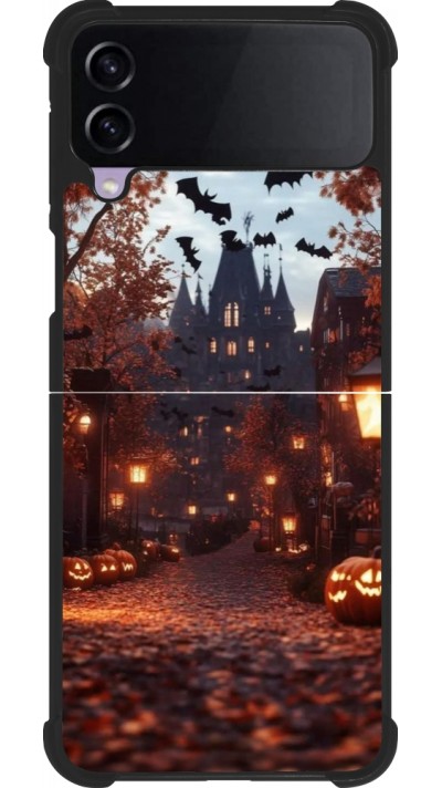 Coque Samsung Galaxy Z Flip4 - Silicone rigide noir Halloween 2025 Haunted house