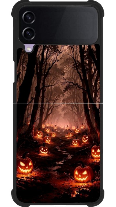 Coque Samsung Galaxy Z Flip4 - Silicone rigide noir Halloween 2025 Road of Terrifying Pumpkins