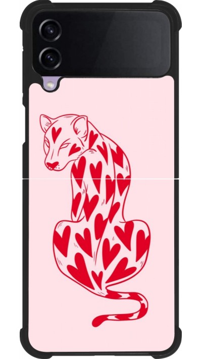 Samsung Galaxy Z Flip4 Case Hülle - Silikon schwarz Leopard with hearts 2026