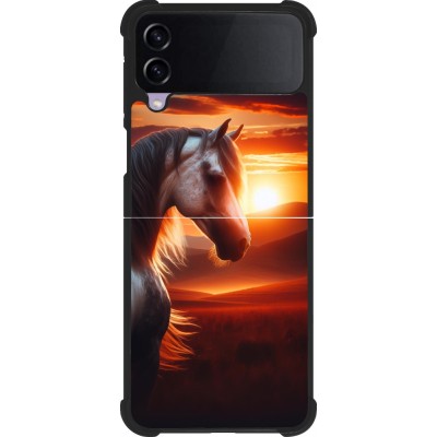 Samsung Galaxy Z Flip4 Case Hülle - Silikon schwarz Majestätischer Sonnenuntergang Pferd