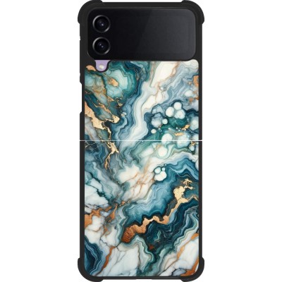 Samsung Galaxy Z Flip4 Case Hülle - Silikon schwarz Grüner Blauer Goldener Marmor