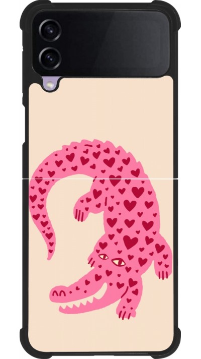 Samsung Galaxy Z Flip4 Case Hülle - Silikon schwarz Pink crocodile 2026