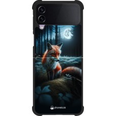 Samsung Galaxy Z Flip4 Case Hülle - Silikon schwarz Fuchs Mond Wald