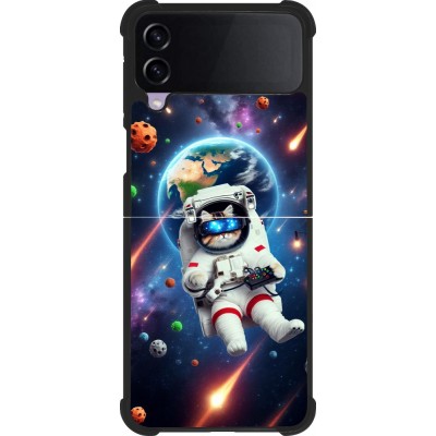 Samsung Galaxy Z Flip4 Case Hülle - Silikon schwarz VR SpaceCat Odyssee