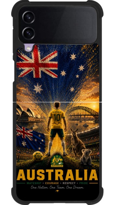 Samsung Galaxy Z Flip4 Case Hülle - Silikon schwarz Fussball Australien splash 2026