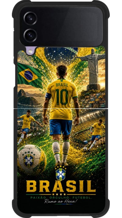 Samsung Galaxy Z Flip4 Case Hülle - Silikon schwarz Fussball Brasilien splash 2026