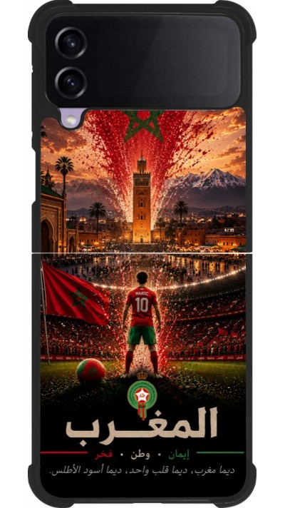 Samsung Galaxy Z Flip4 Case Hülle - Silikon schwarz Fussball Marokko splash 2026
