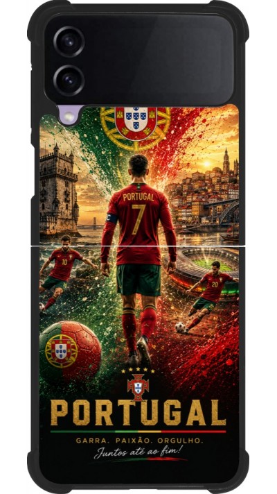 Samsung Galaxy Z Flip4 Case Hülle - Silikon schwarz Fussball Portugal splash 2026