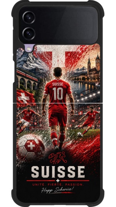 Samsung Galaxy Z Flip4 Case Hülle - Silikon schwarz Fussball Suisse splash 2026