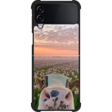 Samsung Galaxy Z Flip4 Case Hülle - Silikon schwarz Cow with tulips 2026