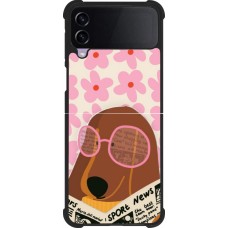 Samsung Galaxy Z Flip4 Case Hülle - Silikon schwarz Dog with newspaper 2026